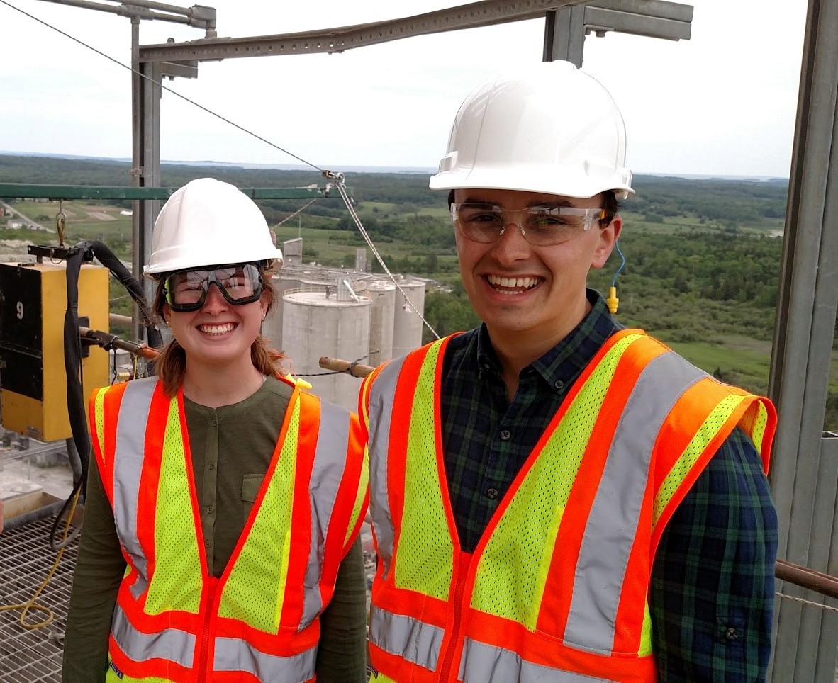 Maine Government Summer Internship students wearing reflective vests, hard hats, and safety goggles.