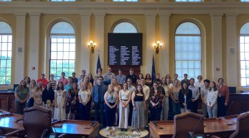2024 Maine Government Internship Progran interns in the Senate chamber of the State House.