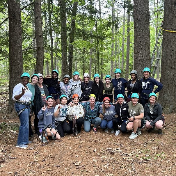 NEW Leadership students participating in a zip lining activity.