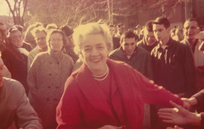 Margaret Chase Smith campaigning in the NH primary in February, 1964.